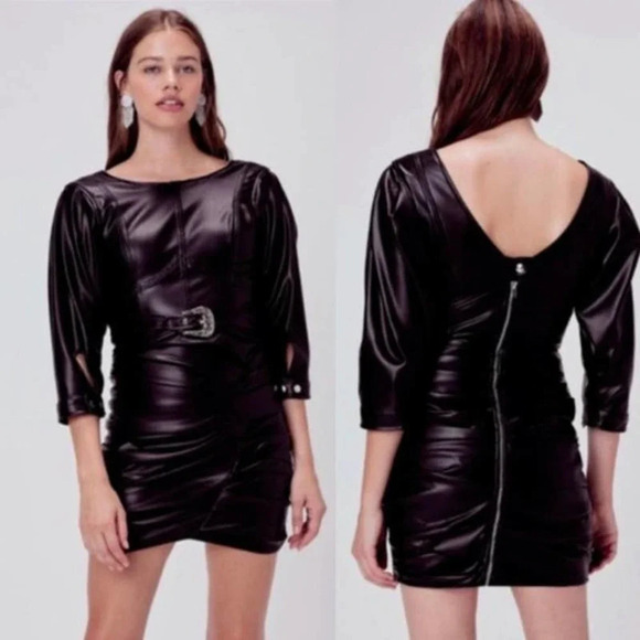 For Love And Lemons Dresses & Skirts - For Love & Lemons‎ Afton Pleather Western Belted Dress Black Size Medium